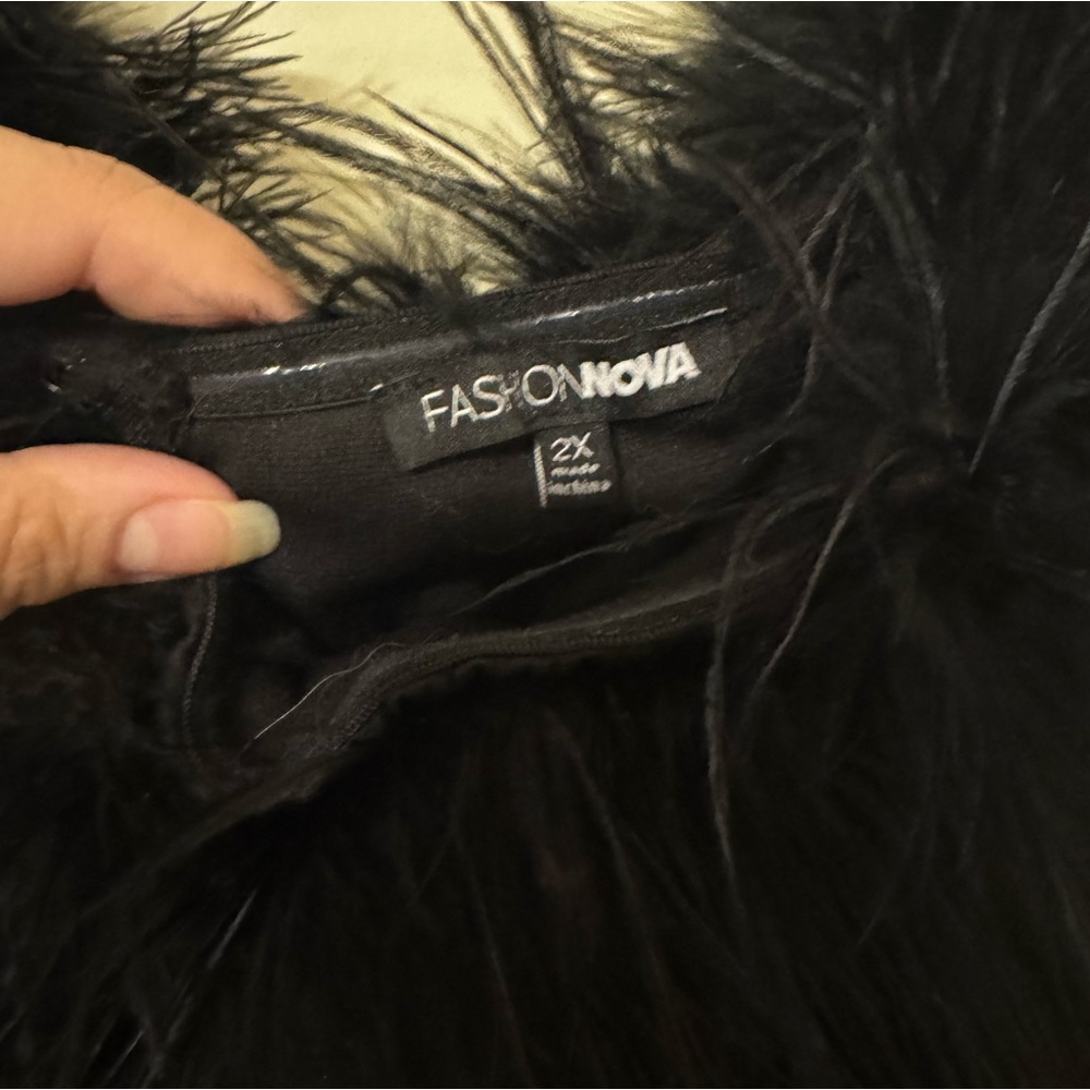 Fashion Nova Amber Feather Jumpsuit - Black 2X - Picture 4 of 4